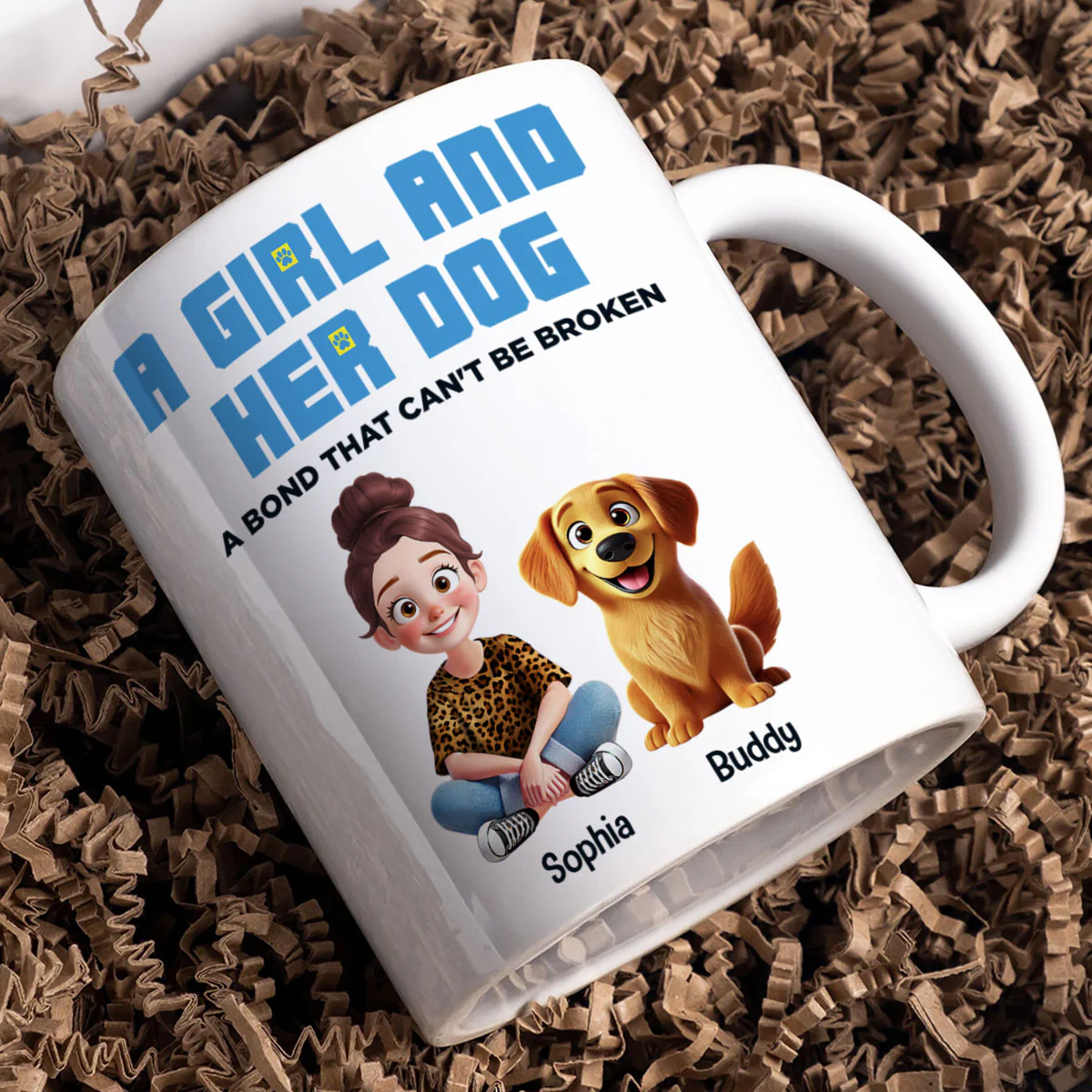 Animation Cartoon A Girl Boy And Dogs A Bond That Can't Be Broken Personalized Mug, Gift For Dog Lovers - Image 6