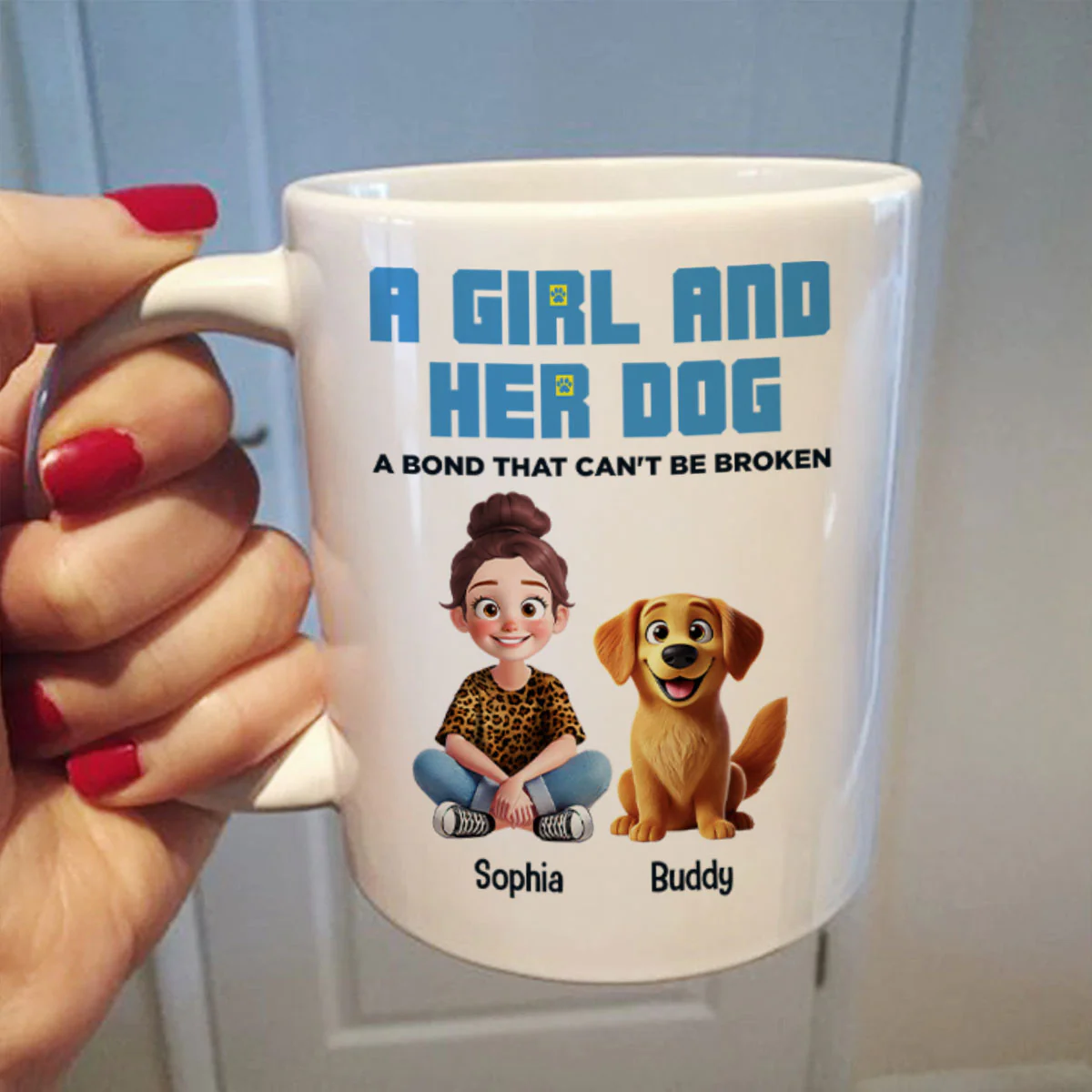 Animation Cartoon A Girl Boy And Dogs A Bond That Can't Be Broken Personalized Mug, Gift For Dog Lovers - Image 8