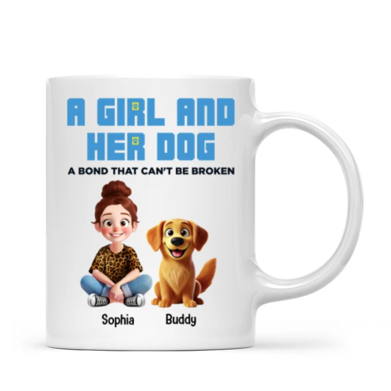 Animation Cartoon A Girl Boy And Dogs A Bond That Can't Be Broken Personalized Mug, Gift For Dog Lovers - Image 9