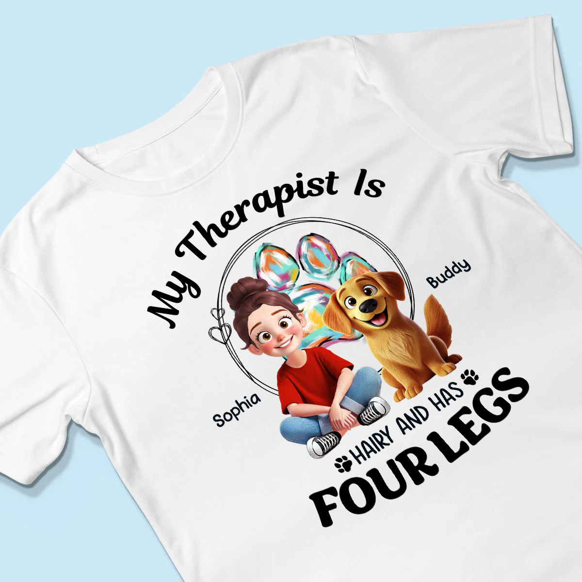 Animation Cartoon Dog My Therapist Personalized Shirt, Gift For Dog Lovers, Dog Mom - Image 3