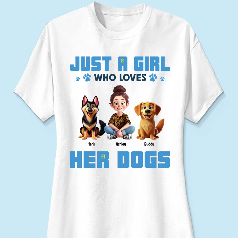 Animation Cartoon Just A Girl Who Loves Her Dogs Personalized Shirt, Gift For Dog Lovers - Image 11
