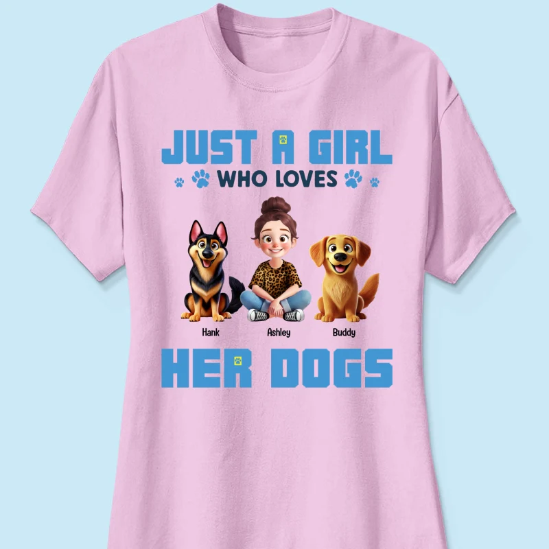 Animation Cartoon Just A Girl Who Loves Her Dogs Personalized Shirt, Gift For Dog Lovers - Image 12