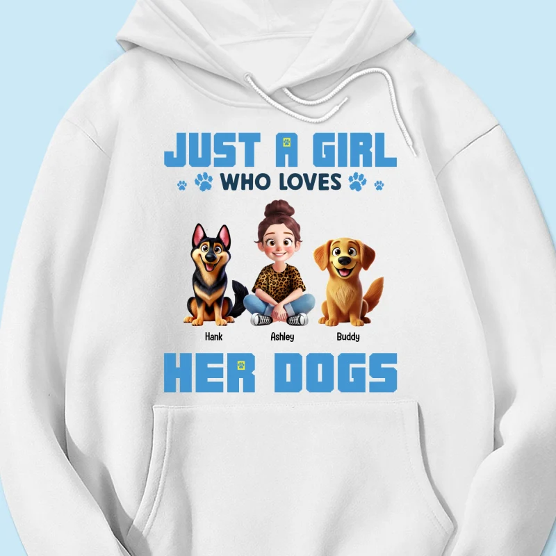 Animation Cartoon Just A Girl Who Loves Her Dogs Personalized Shirt, Gift For Dog Lovers - Image 13