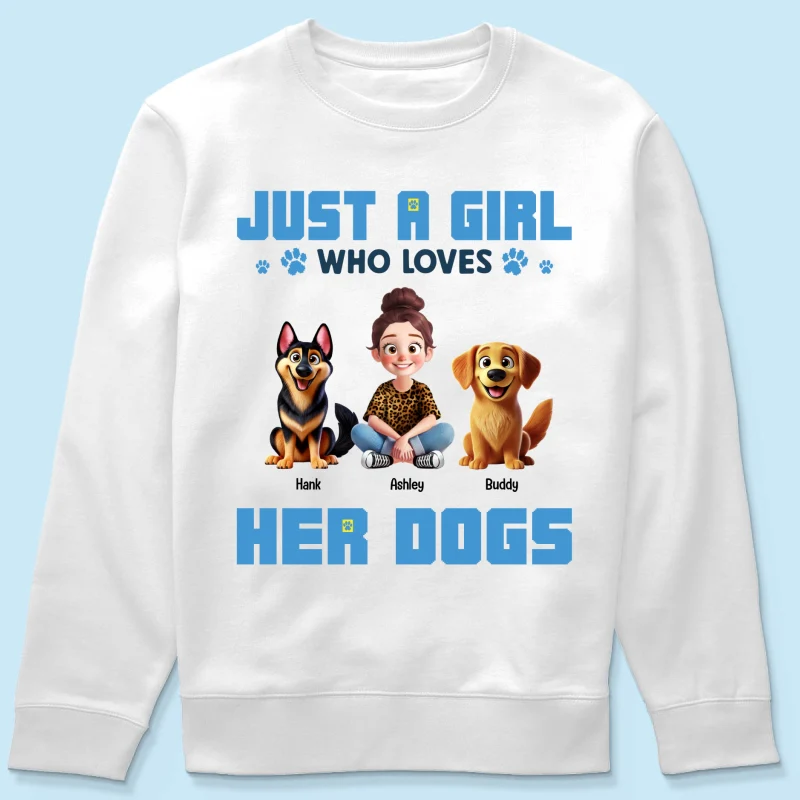 Animation Cartoon Just A Girl Who Loves Her Dogs Personalized Shirt, Gift For Dog Lovers - Image 17