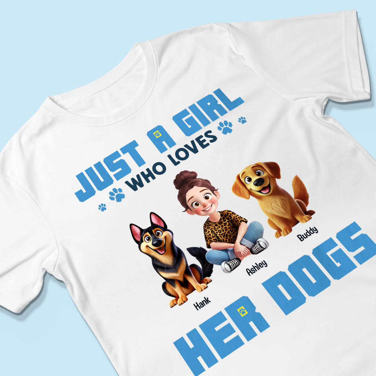 Animation Cartoon Just A Girl Who Loves Her Dogs Personalized Shirt, Gift For Dog Lovers - Image 3