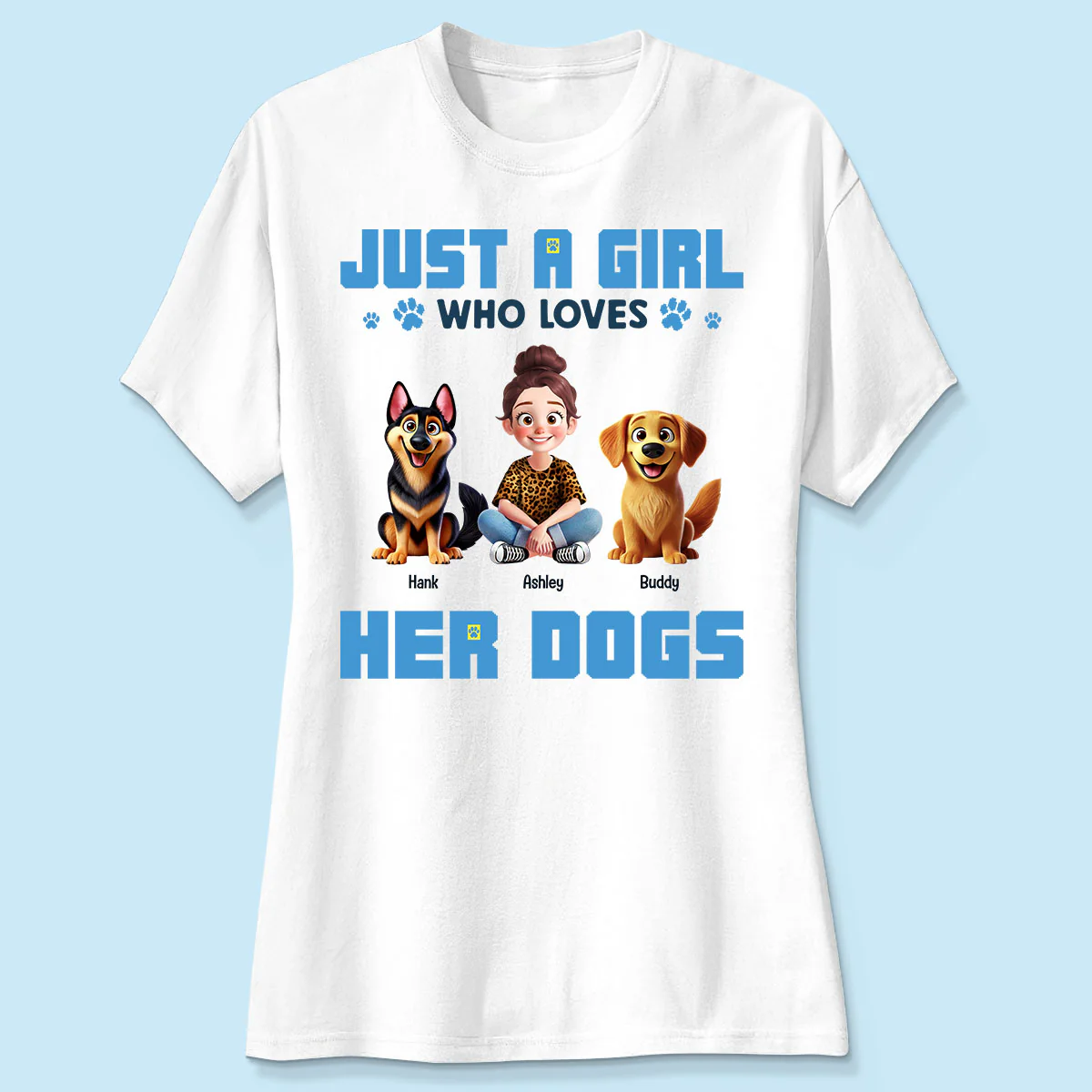 Animation Cartoon Just A Girl Who Loves Her Dogs Personalized Shirt, Gift For Dog Lovers - Image 4