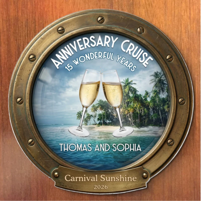 Anniversary Cruise Couple Name - Personalized Cruise Cabin Door Magnet - Anniversary Cruise - Image 9