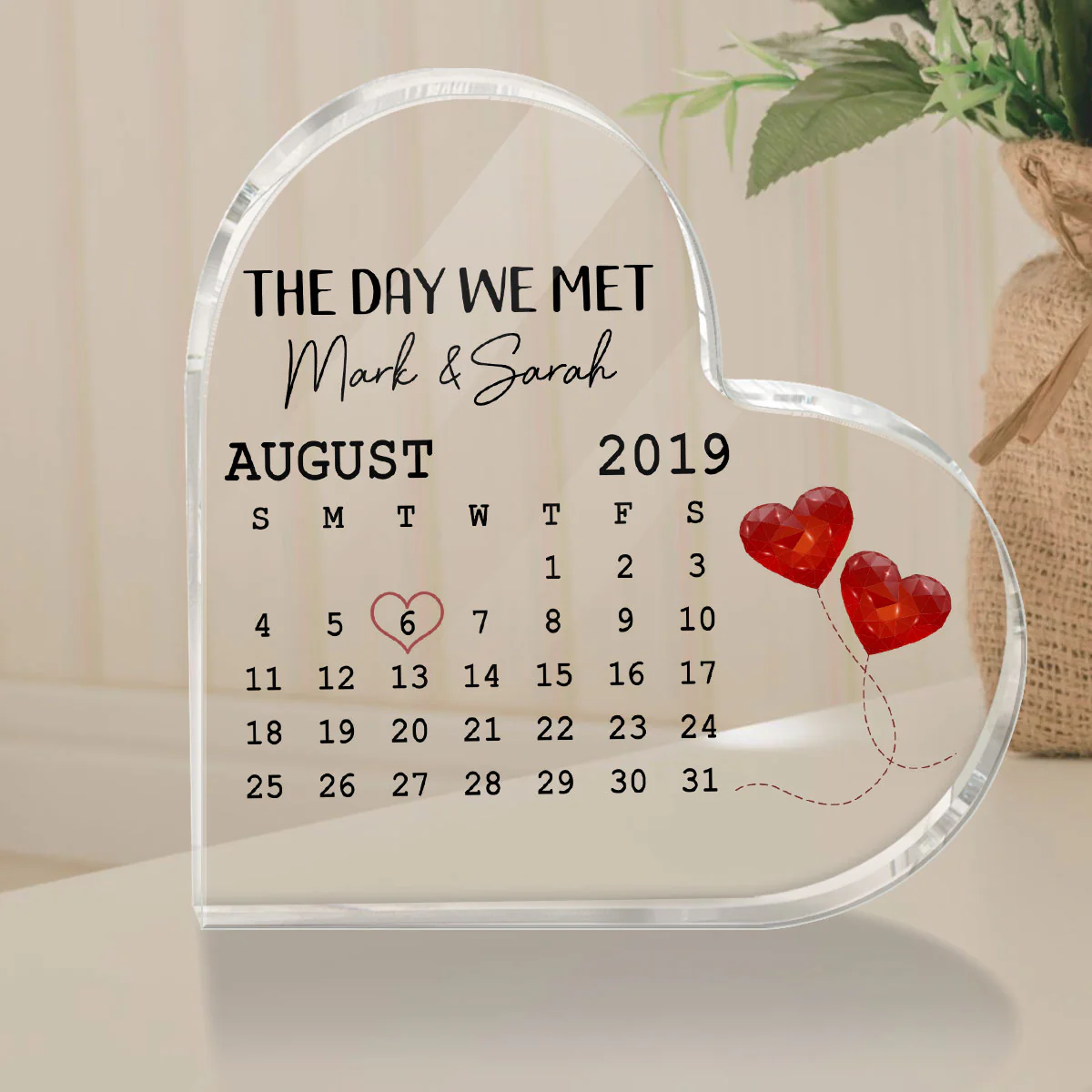 Anniversary Day Simple Calendar Keepsake Personalized Acrylic Heart Plaque - Anniversary Gift For Couple - Gift For Him - Gift For Her - Image 3