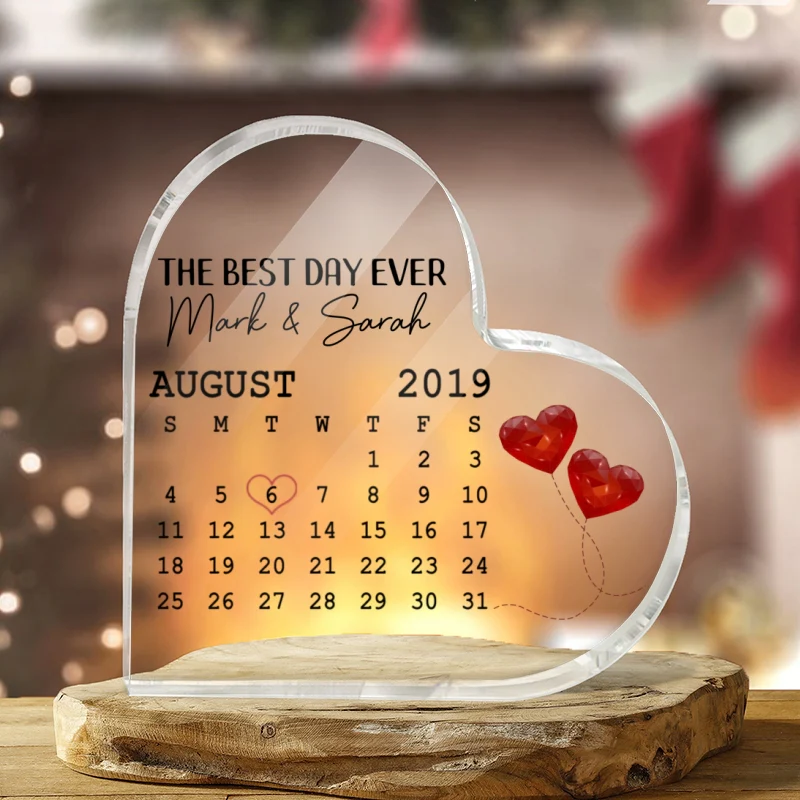 Anniversary Day Simple Calendar Keepsake Personalized Acrylic Heart Plaque - Anniversary Gift For Couple - Gift For Him - Gift For Her - Image 4
