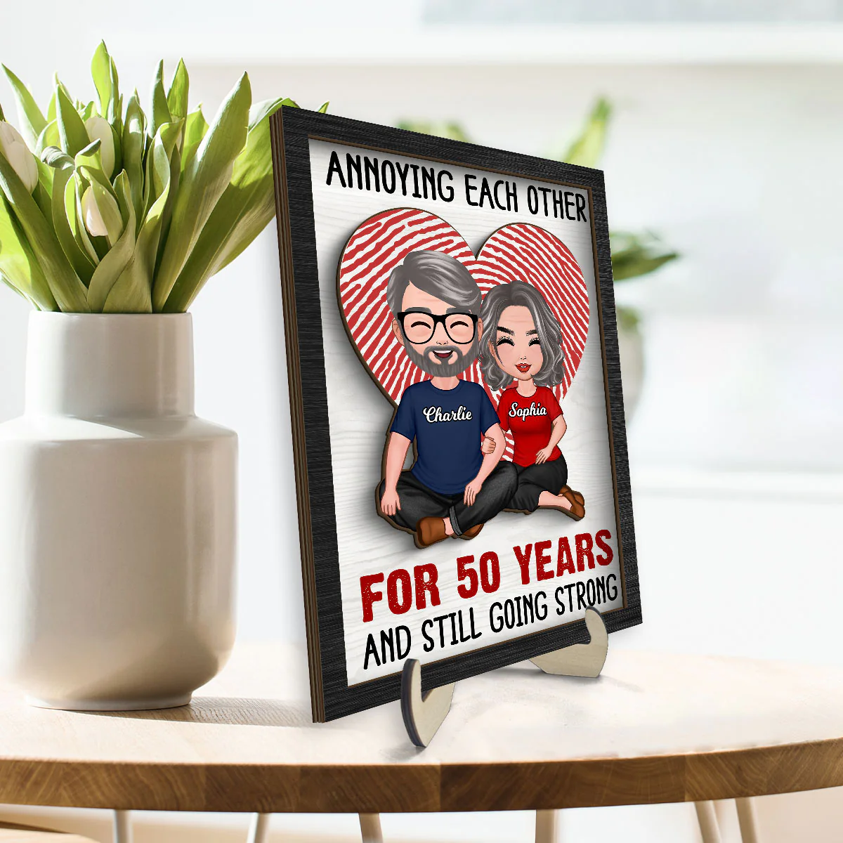 Annnoying Each Other Couple Personalized 2-Layer Wooden Plaque - Image 3