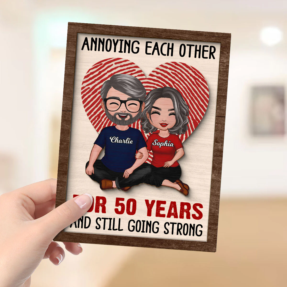 Annnoying Each Other Couple Personalized 2-Layer Wooden Plaque - Image 4