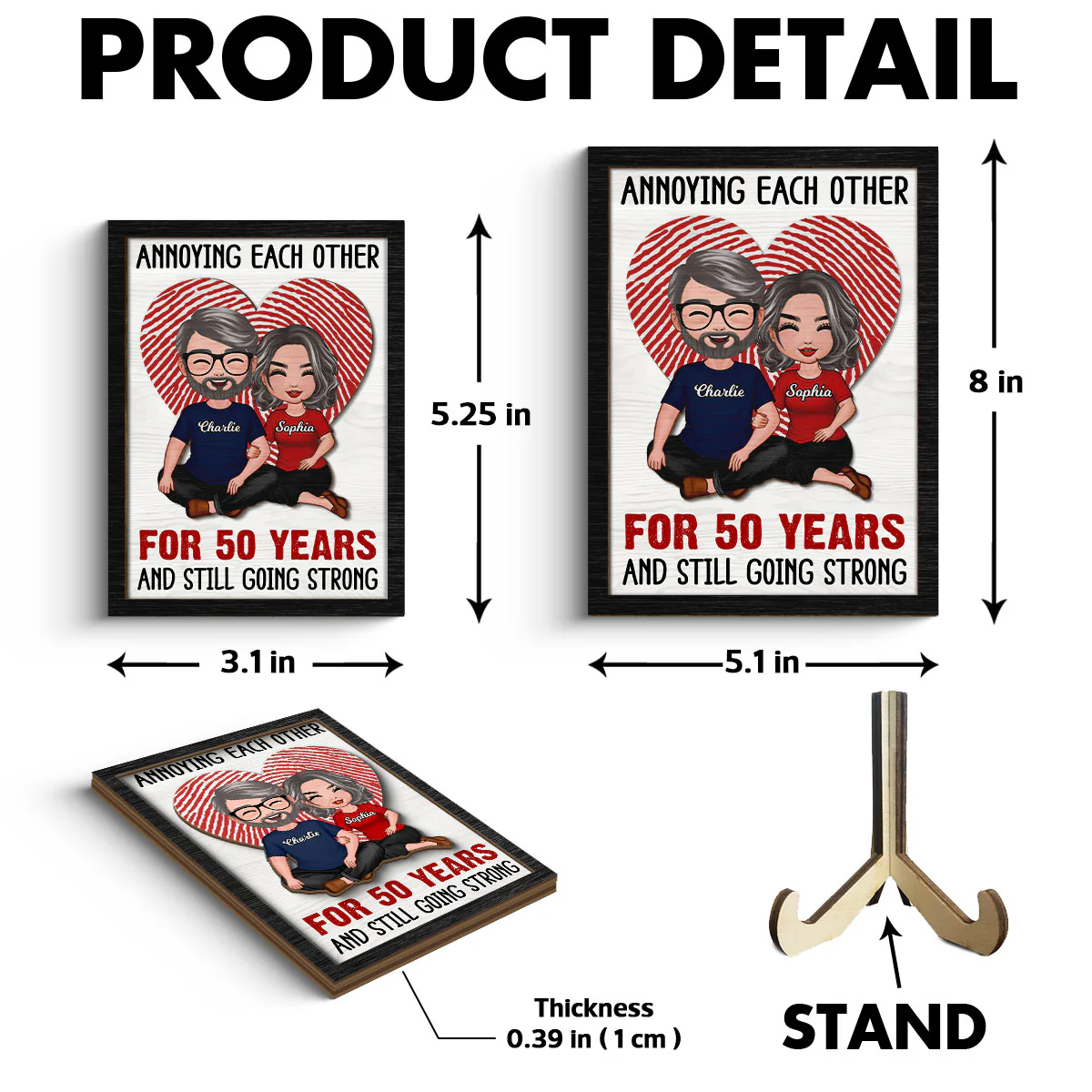 Annnoying Each Other Couple Personalized 2-Layer Wooden Plaque - Image 6