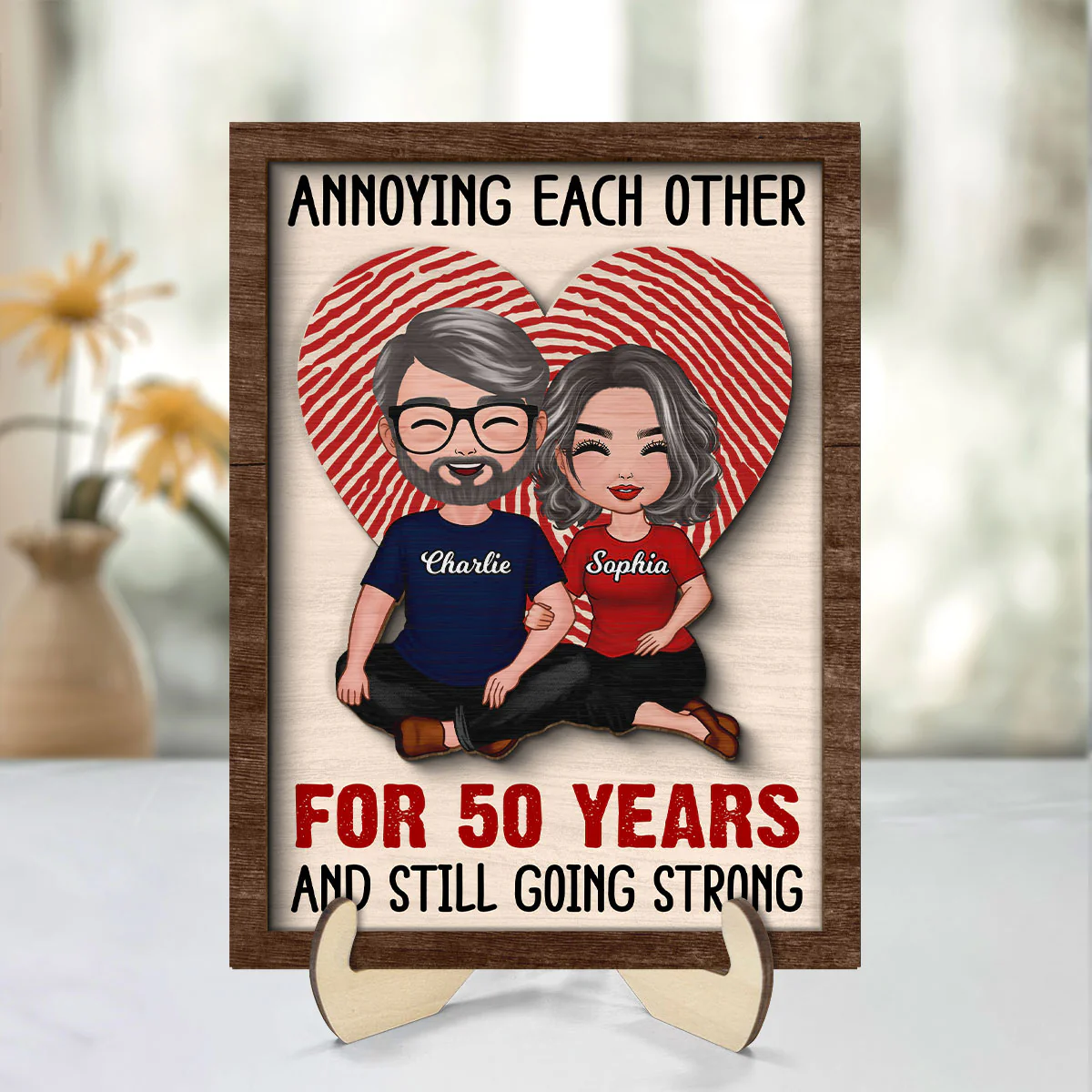 Annnoying Each Other Couple Personalized 2-Layer Wooden Plaque - Image 7