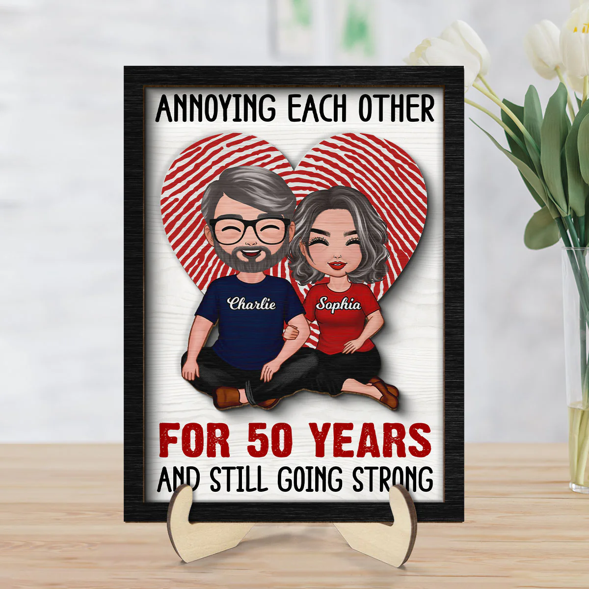 Annnoying Each Other Couple Personalized 2-Layer Wooden Plaque - Image 8