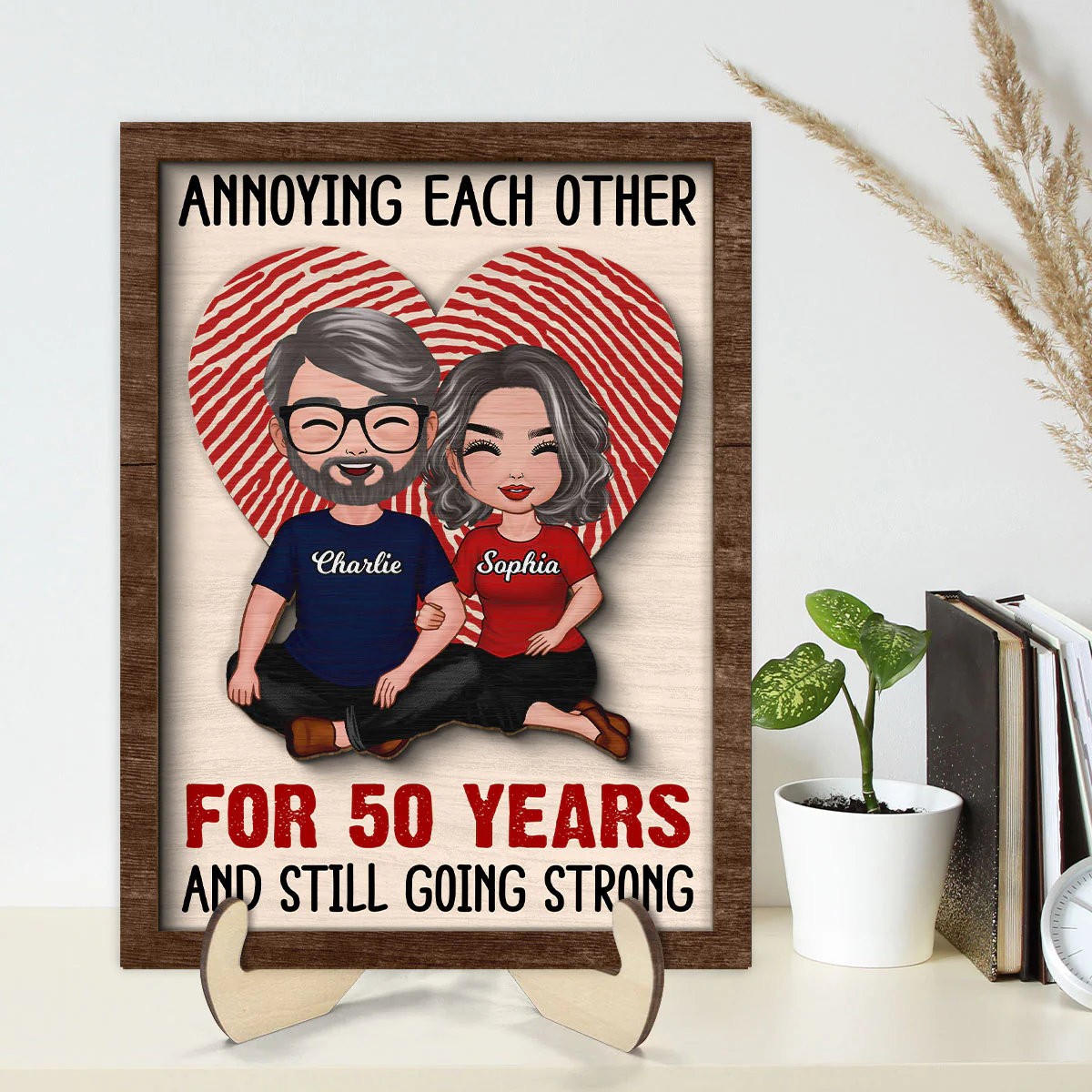 Annnoying Each Other Couple Personalized 2-Layer Wooden Plaque - Image 9