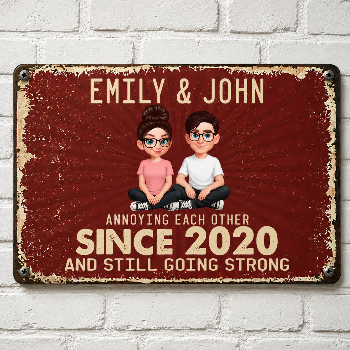 Annoy Each Other and Still Going Strong - Personalized Metal Sign- Funny Couple Gift, Romantic Gift for Anniversary, Wedding - Image 5