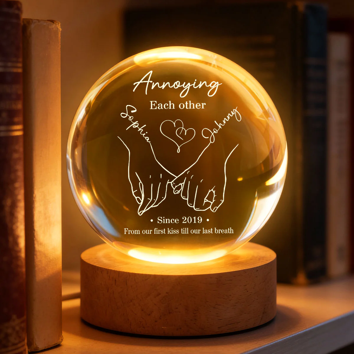 Annoying Each Other and Still Going Strong - Personalized Crystal Ball LED Night Light - Sentimental Valentine's Day Gift for Her, for Him - Image 7
