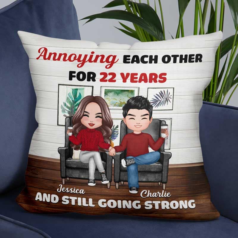 Annoying Each Other Couple In House Personalized Pillow (Insert Included) - Image 2