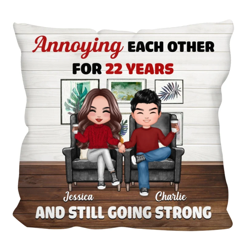 Annoying Each Other Couple In House Personalized Pillow (Insert Included) - Image 4