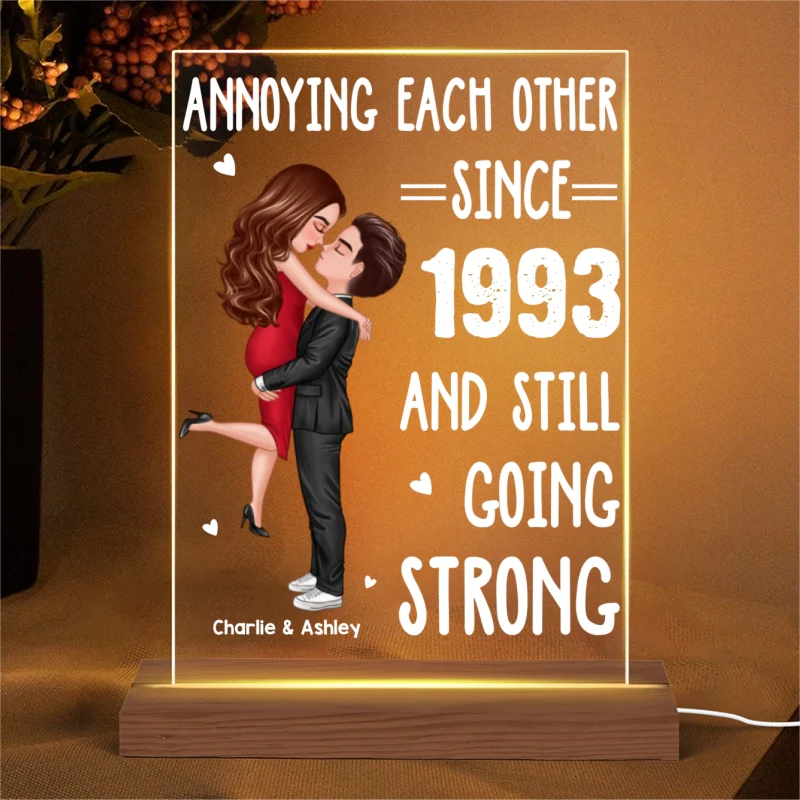 Annoying Each Other Hugging Couple Personalized Acrylic LED Night Light LED Lamp - Image 5