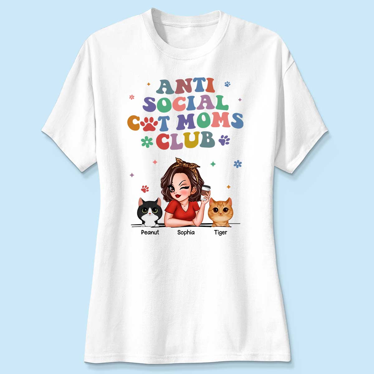 Anti Social Cat Mom Club Pesonalized Shirt - Image 4