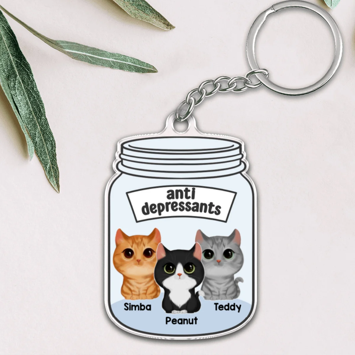 Antidepressant Watercolor Cute Cats Personalized Acrylic Keychain - Image 4