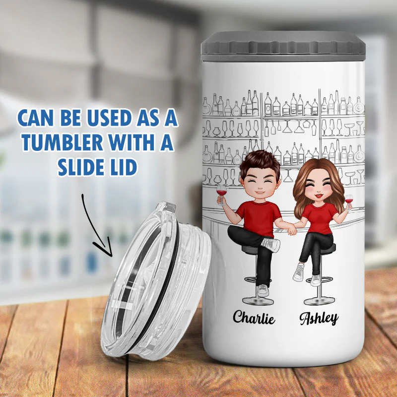Are We Drunk Couple Multi Use Tumbler - Personalized 4 In 1 Can Cooler - Valentine‘s Day Gift For Him Gift For Her - Image 9