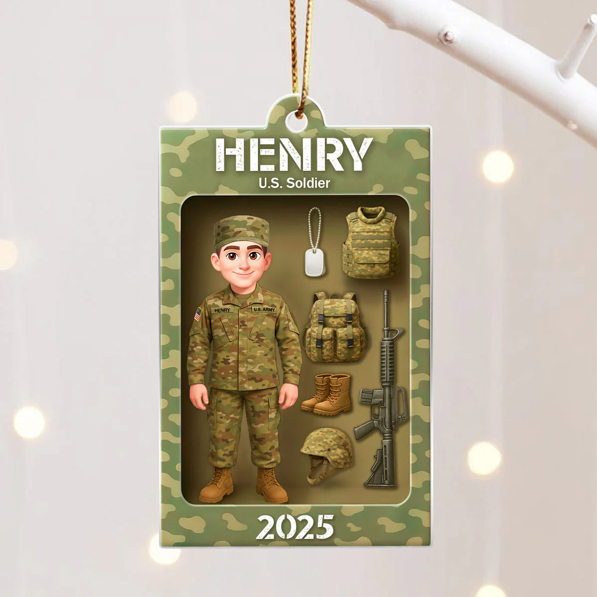 Army Action Figure 3D Effect - Personalized Acrylic Ornament - Special Chritsmas Gift For The Brave Soldier