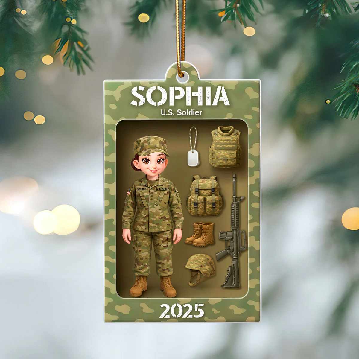 Army Action Figure 3D Effect - Personalized Acrylic Ornament - Special Chritsmas Gift For The Brave Soldier - Image 4