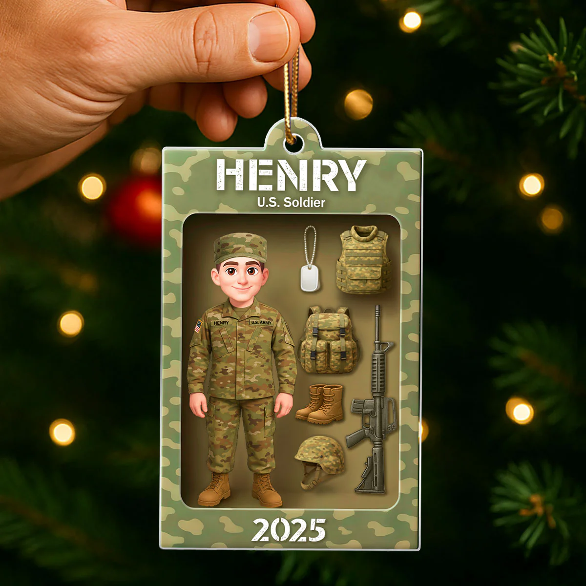 Army Action Figure 3D Effect - Personalized Acrylic Ornament - Special Chritsmas Gift For The Brave Soldier - Image 5