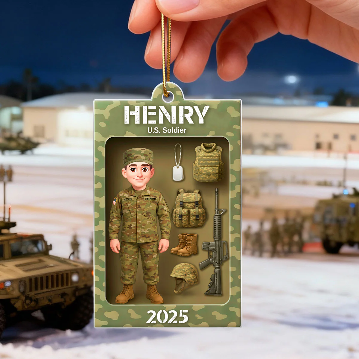 Army Action Figure 3D Effect - Personalized Acrylic Ornament - Special Chritsmas Gift For The Brave Soldier - Image 6