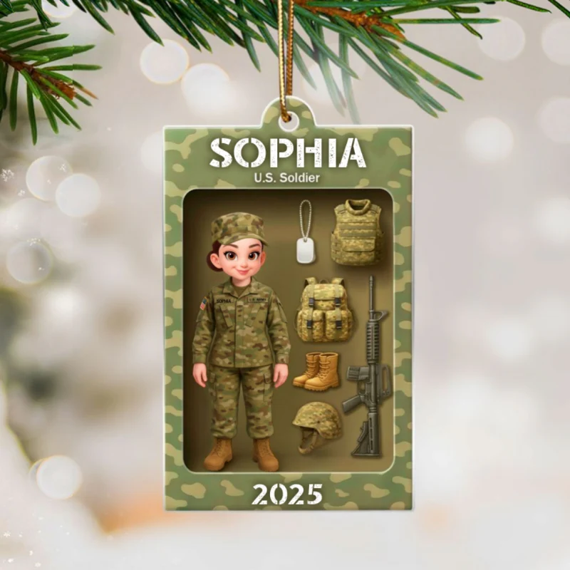 Army Action Figure 3D Effect - Personalized Acrylic Ornament - Special Chritsmas Gift For The Brave Soldier - Image 8