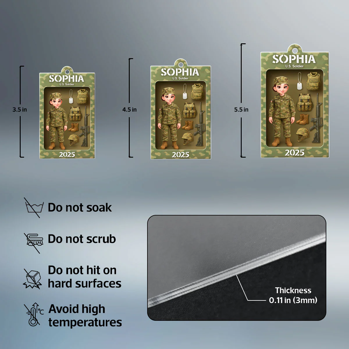 Army Action Figure 3D Effect - Personalized Acrylic Ornament - Special Chritsmas Gift For The Brave Soldier - Image 7