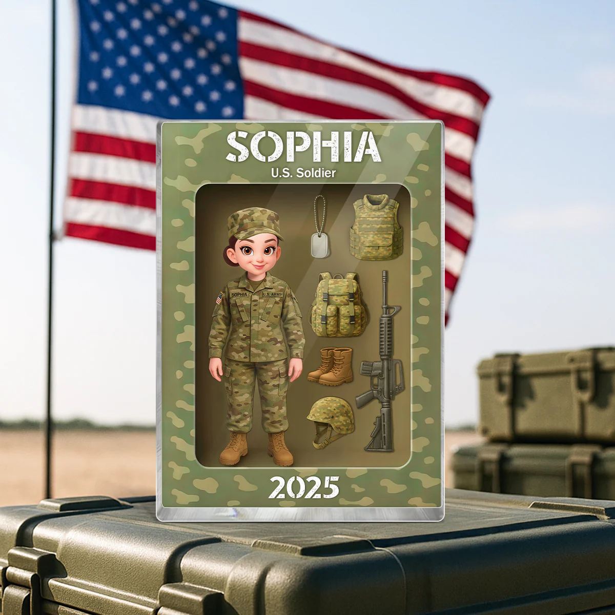 Army Action Figure 3D Effect - Personalized Acrylic Block - Special Christmas Gift For The Brave Soldier - Image 2