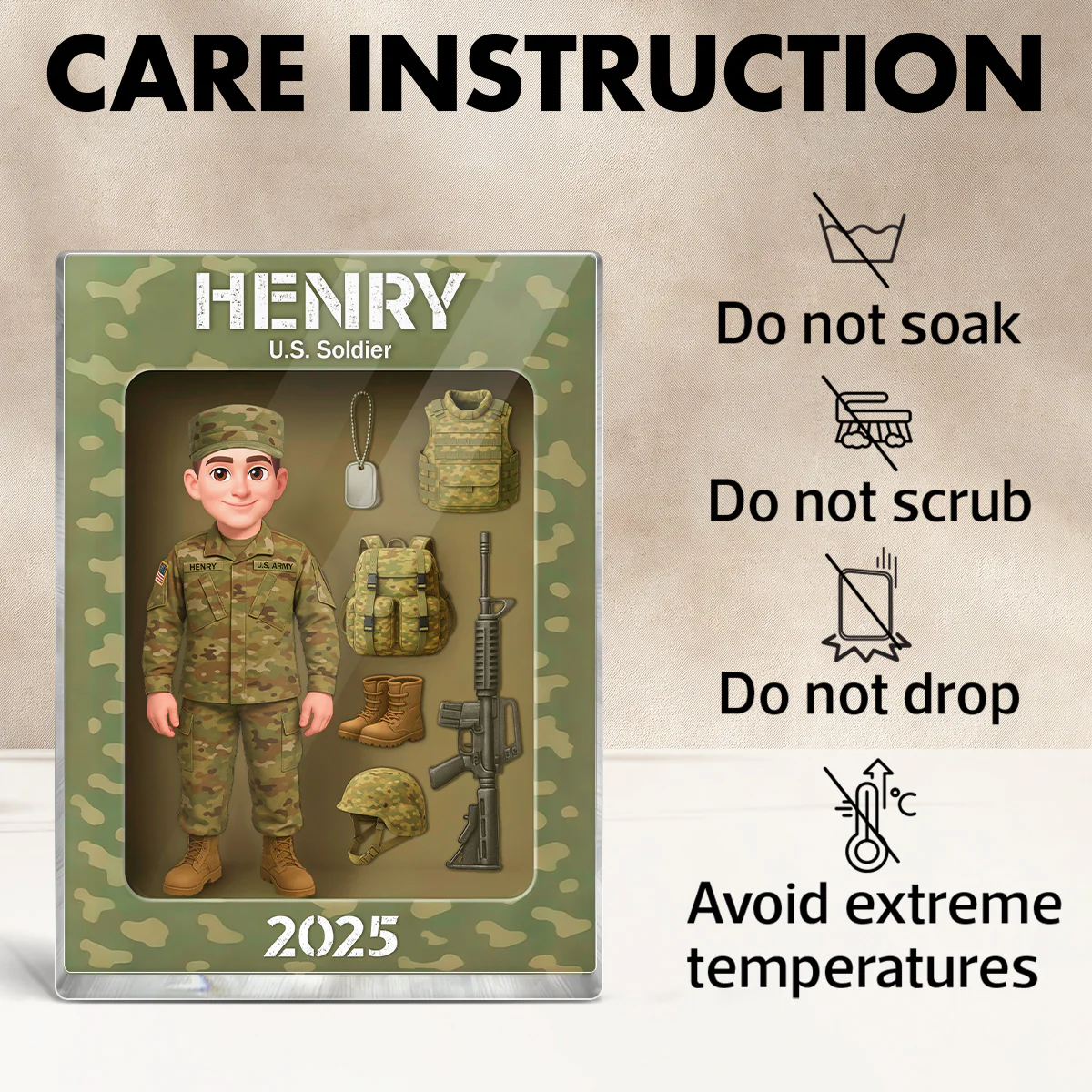 Army Action Figure 3D Effect - Personalized Acrylic Block - Special Christmas Gift For The Brave Soldier - Image 7