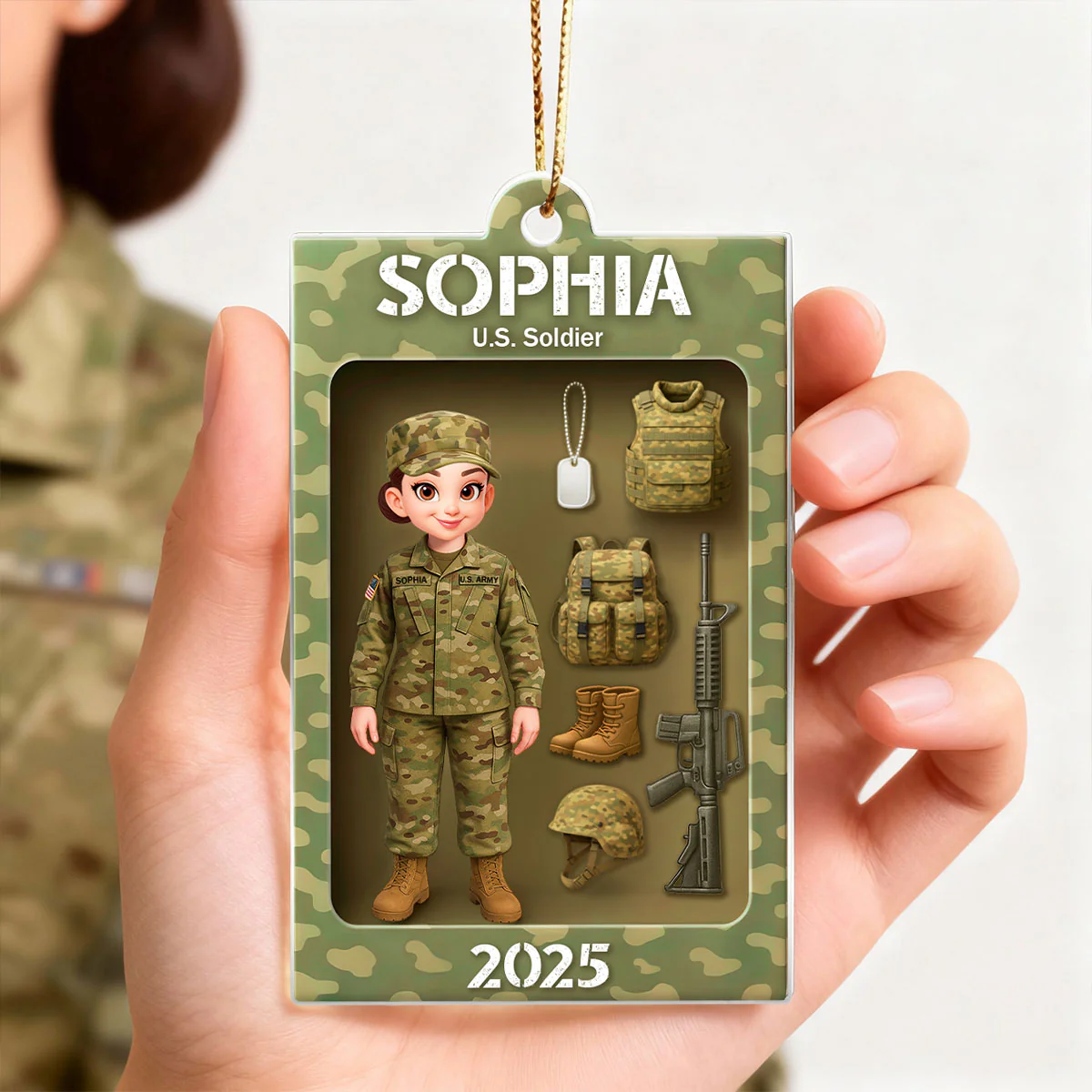 Military Action Figure - Personalized Acrylic Ornament - Special Gift For The Military - Image 2