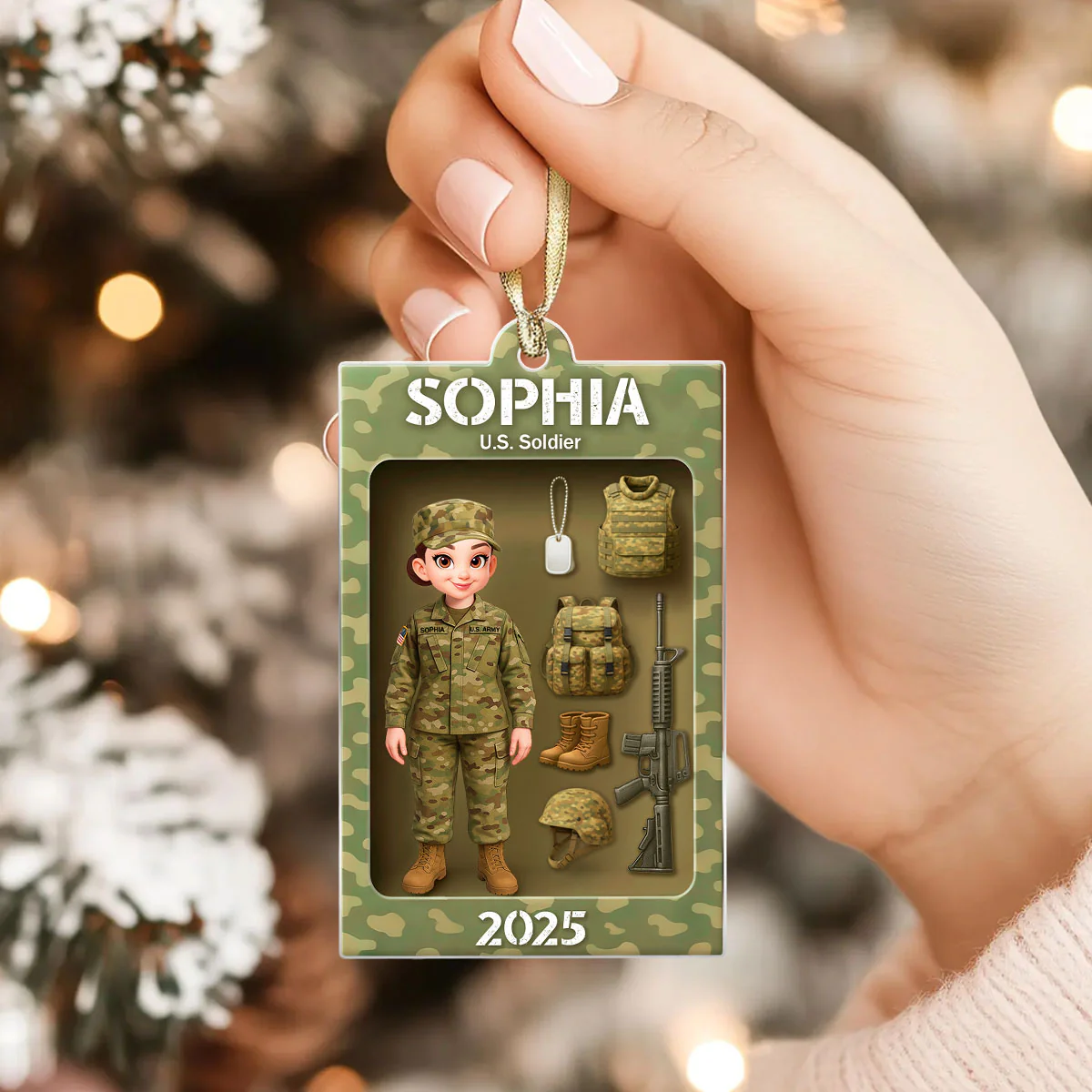 Military Action Figure - Personalized Acrylic Ornament - Special Gift For The Military - Image 3