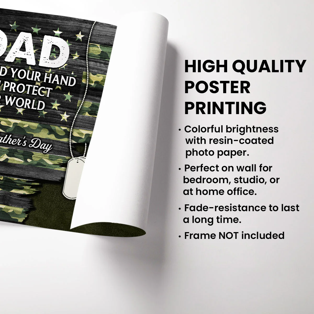 Army Millitary Half Camouflage Flag Dad - Personalized Poster - Father's Day Gift For Dad - Image 6
