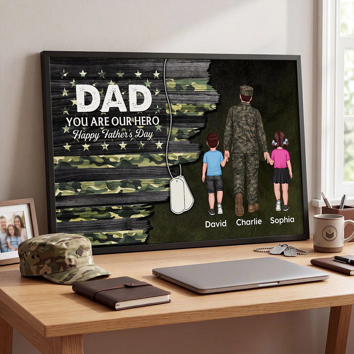 Army Millitary Half Camouflage Flag Dad - Personalized Poster - Father's Day Gift For Dad - Image 8