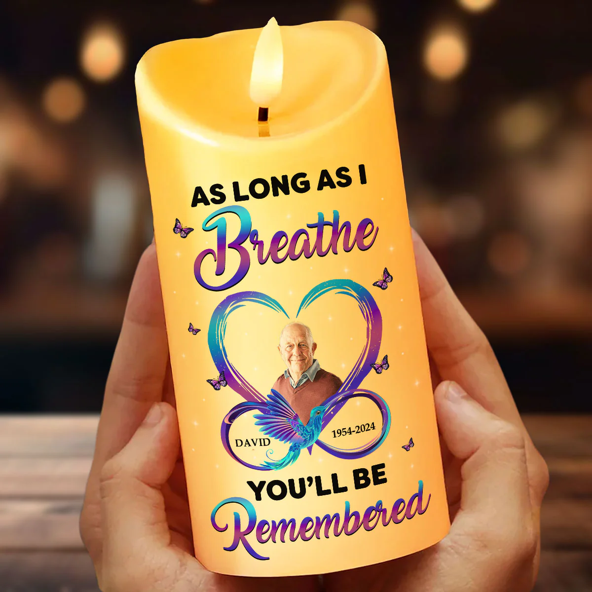 As Long As I Breathe You'll Be Remembered Personalized Flameless LED Candle, Christmas Gift, Sympathy Gift For Family Members - Image 7