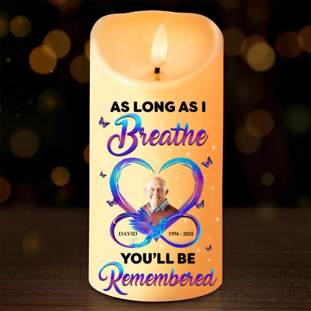 As Long As I Breathe You'll Be Remembered Personalized Flameless LED Candle, Christmas Gift, Sympathy Gift For Family Members - Image 9