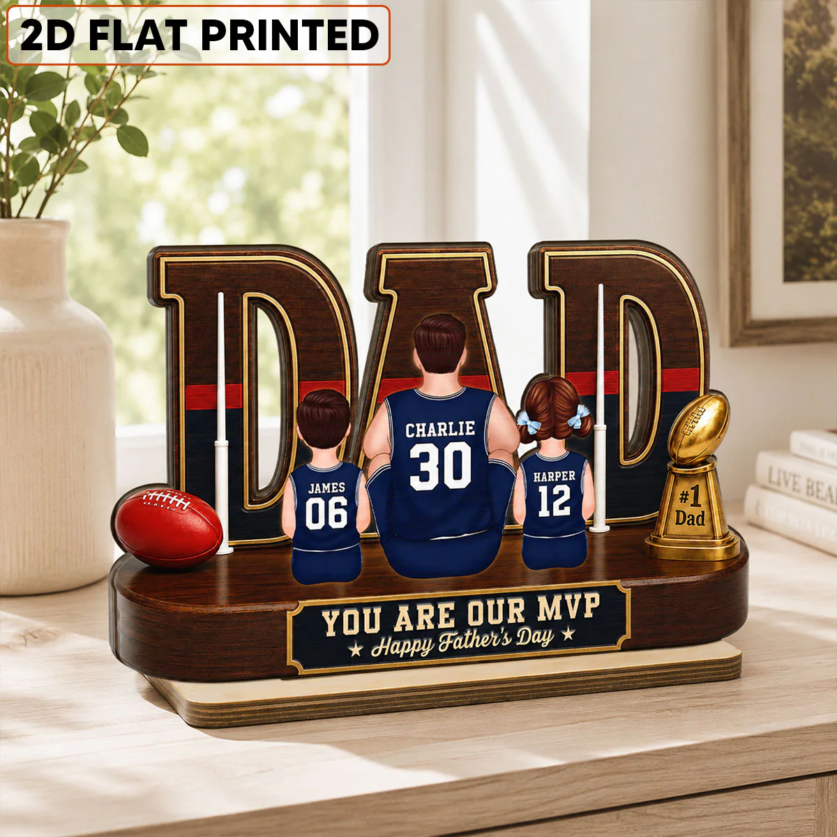 Australian Rules Football Dad Legend Daddy's Dream Team - Personalized 2-Layered Wooden Plaque - Father's Day Gift For Dad - Image 2