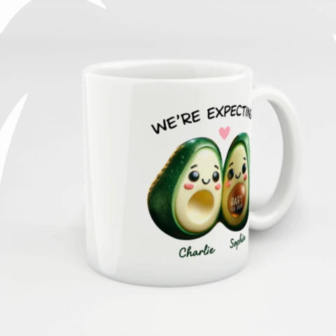 Avocado Couple Expecting Parents Pregnancy Announcement Keepsake Personalized Mug - Image 2
