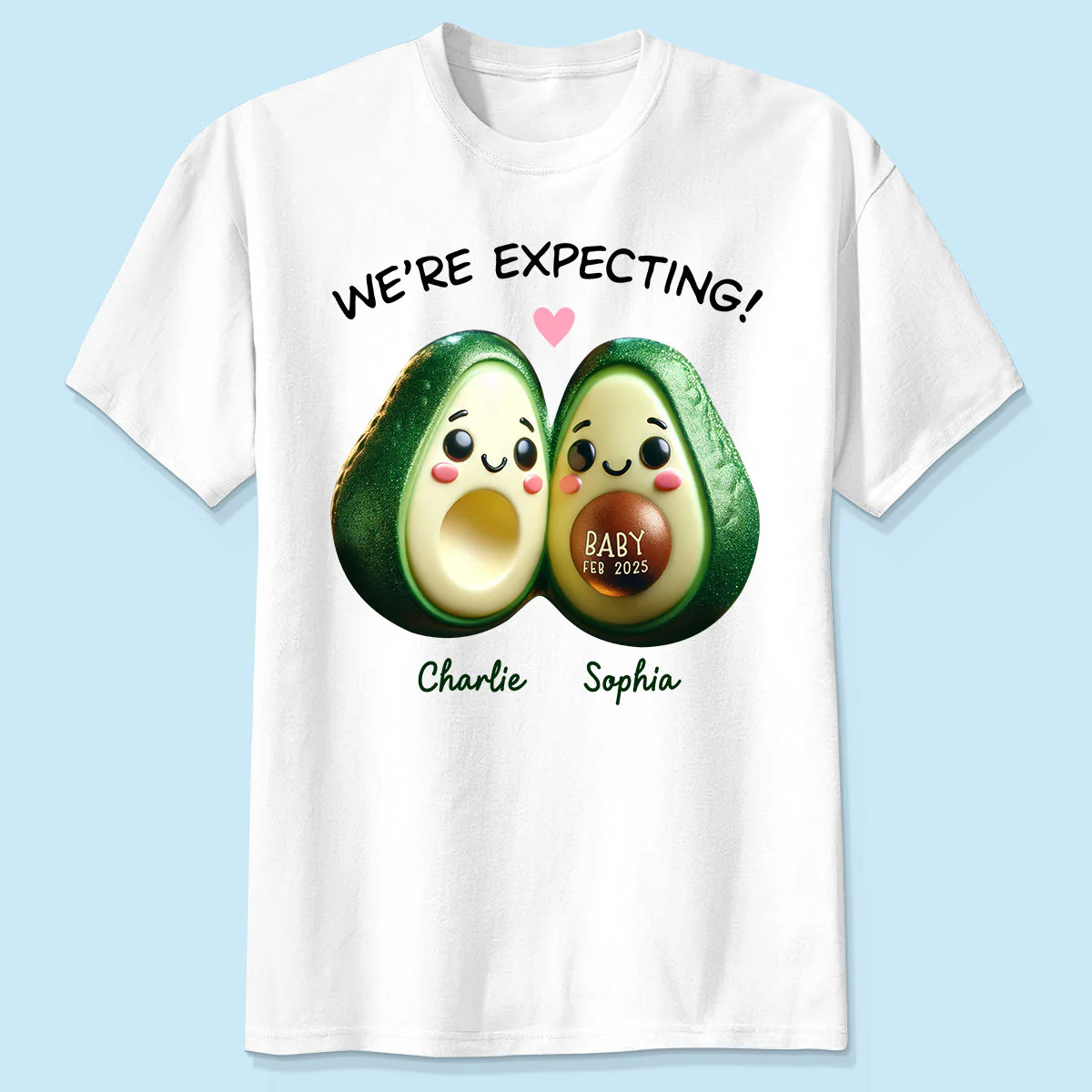 Avocado Couple Expecting Parents Pregnancy Announcement Keepsake Personalized Shirt