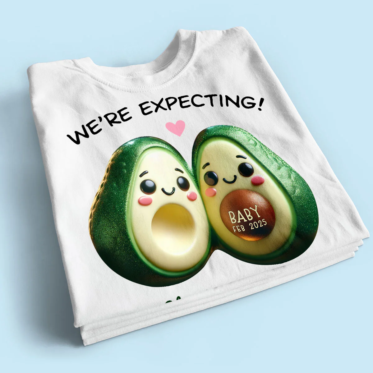 Avocado Couple Expecting Parents Pregnancy Announcement Keepsake Personalized Shirt - Image 2