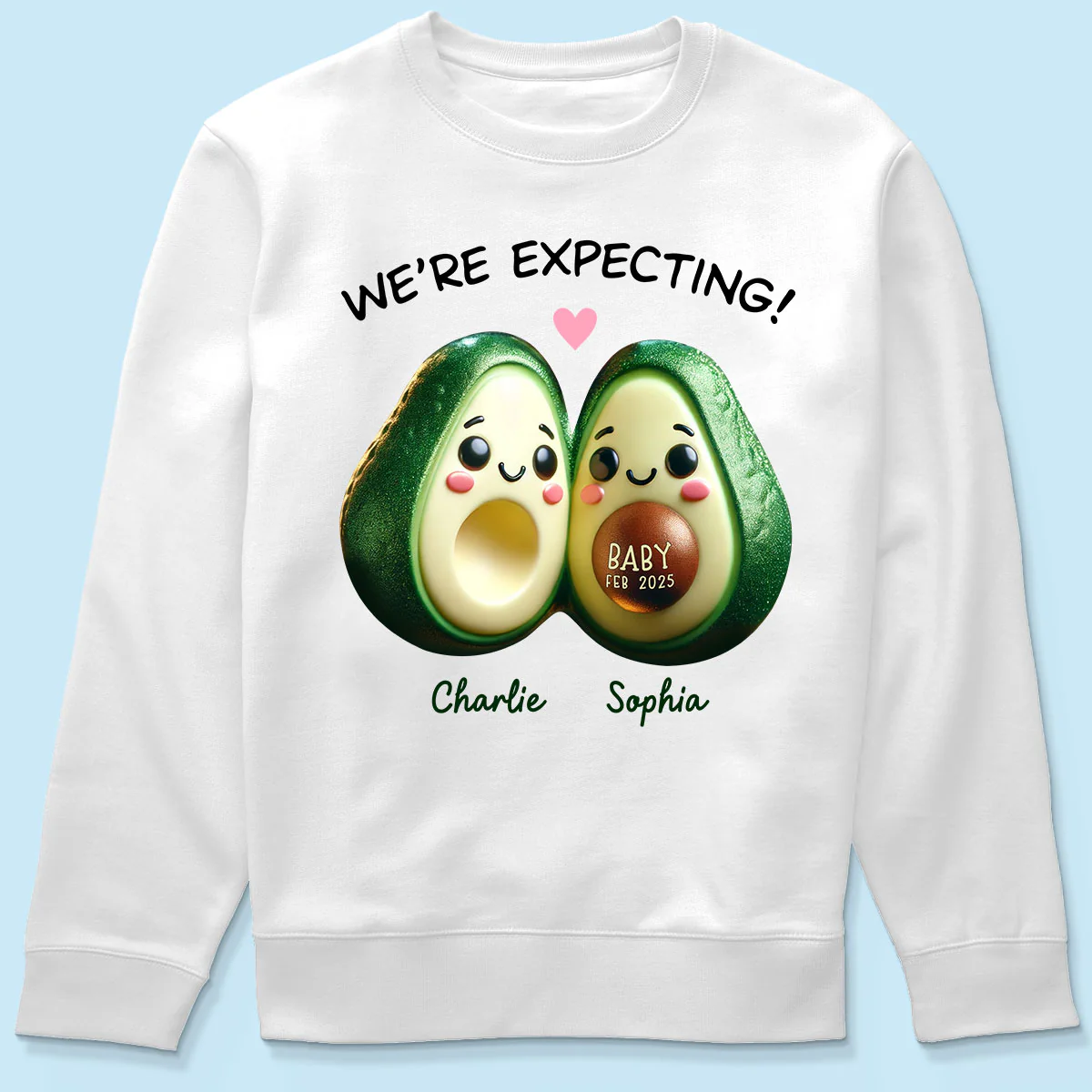 Avocado Couple Expecting Parents Pregnancy Announcement Keepsake Personalized Shirt - Image 6