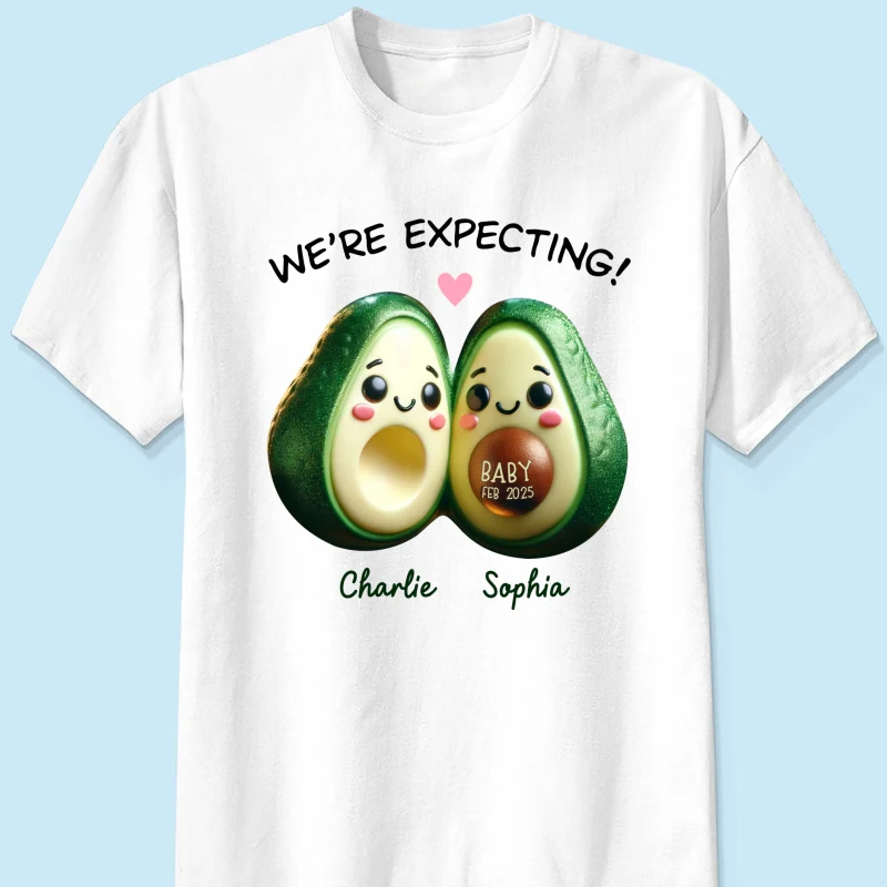 Avocado Couple Expecting Parents Pregnancy Announcement Keepsake Personalized Shirt - Image 7