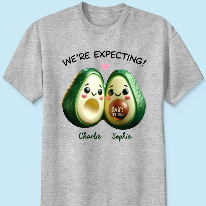 Avocado Couple Expecting Parents Pregnancy Announcement Keepsake Personalized Shirt - Image 8