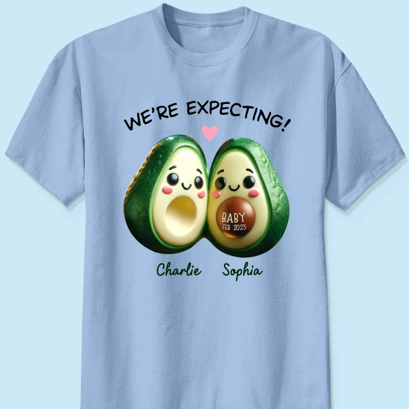 Avocado Couple Expecting Parents Pregnancy Announcement Keepsake Personalized Shirt - Image 9