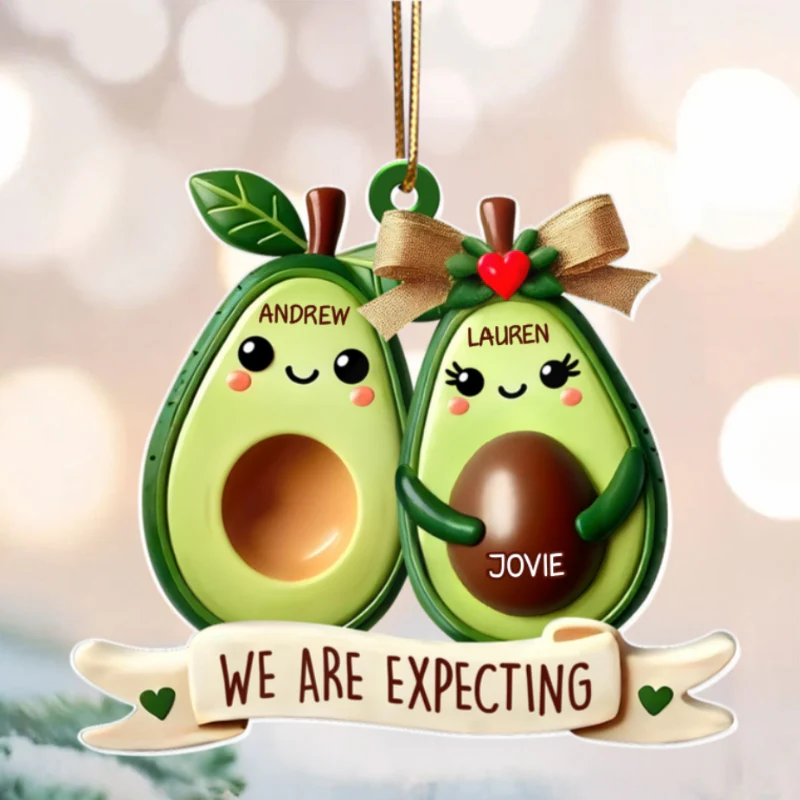 Avocado Expecting Parents With Kids Personlized Acrylic Ornament, Christmas Gift For New Mom New Parents - Image 11